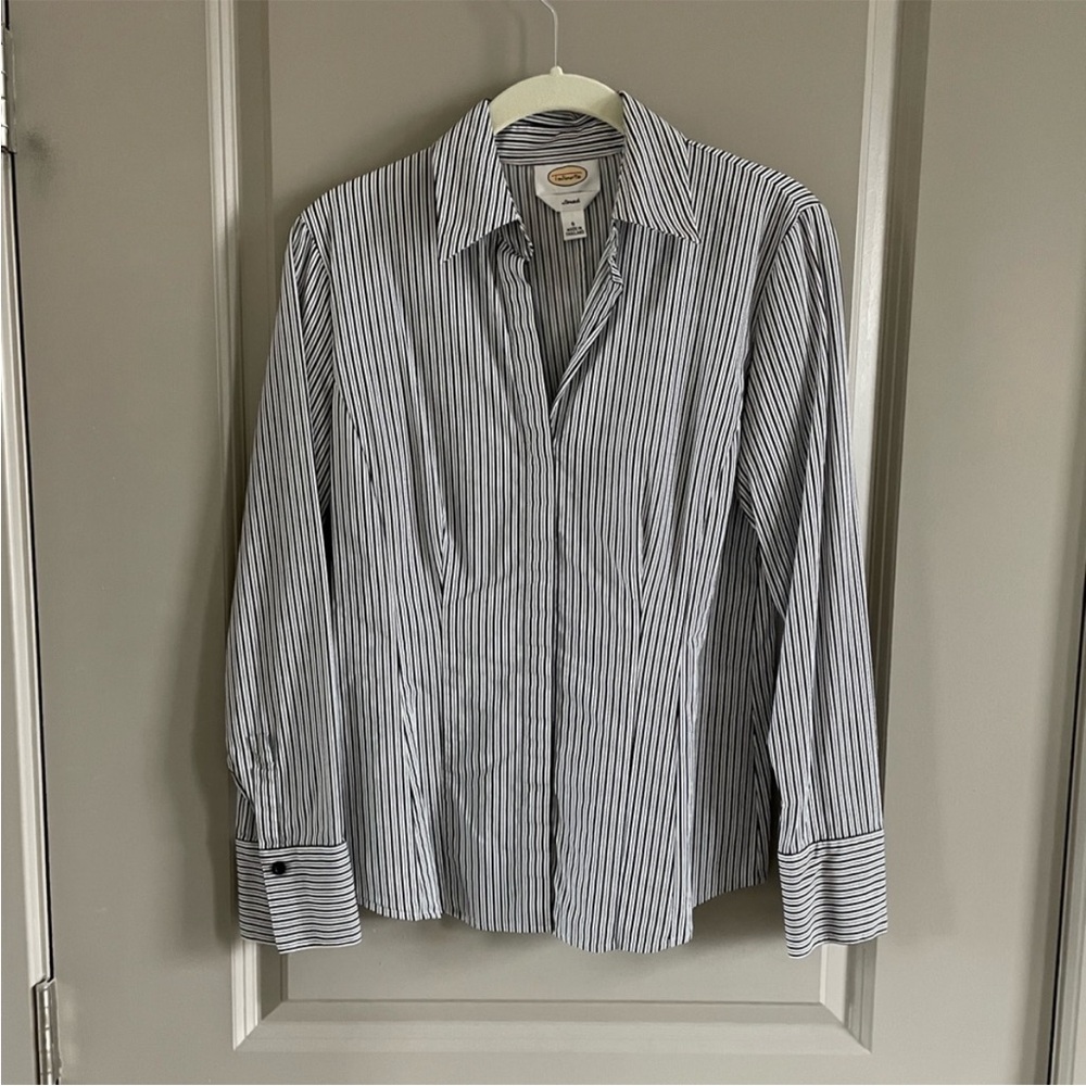 Talbots - stretch striped button up dress shirt
